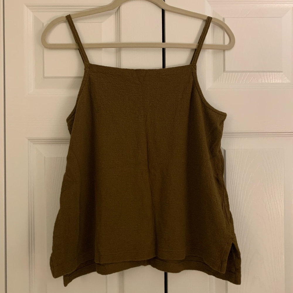 Madewell olive green square-neck cami tank top